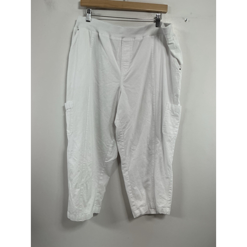 Womans Emily Daniels Pull On Capri Pants XL White Pockets